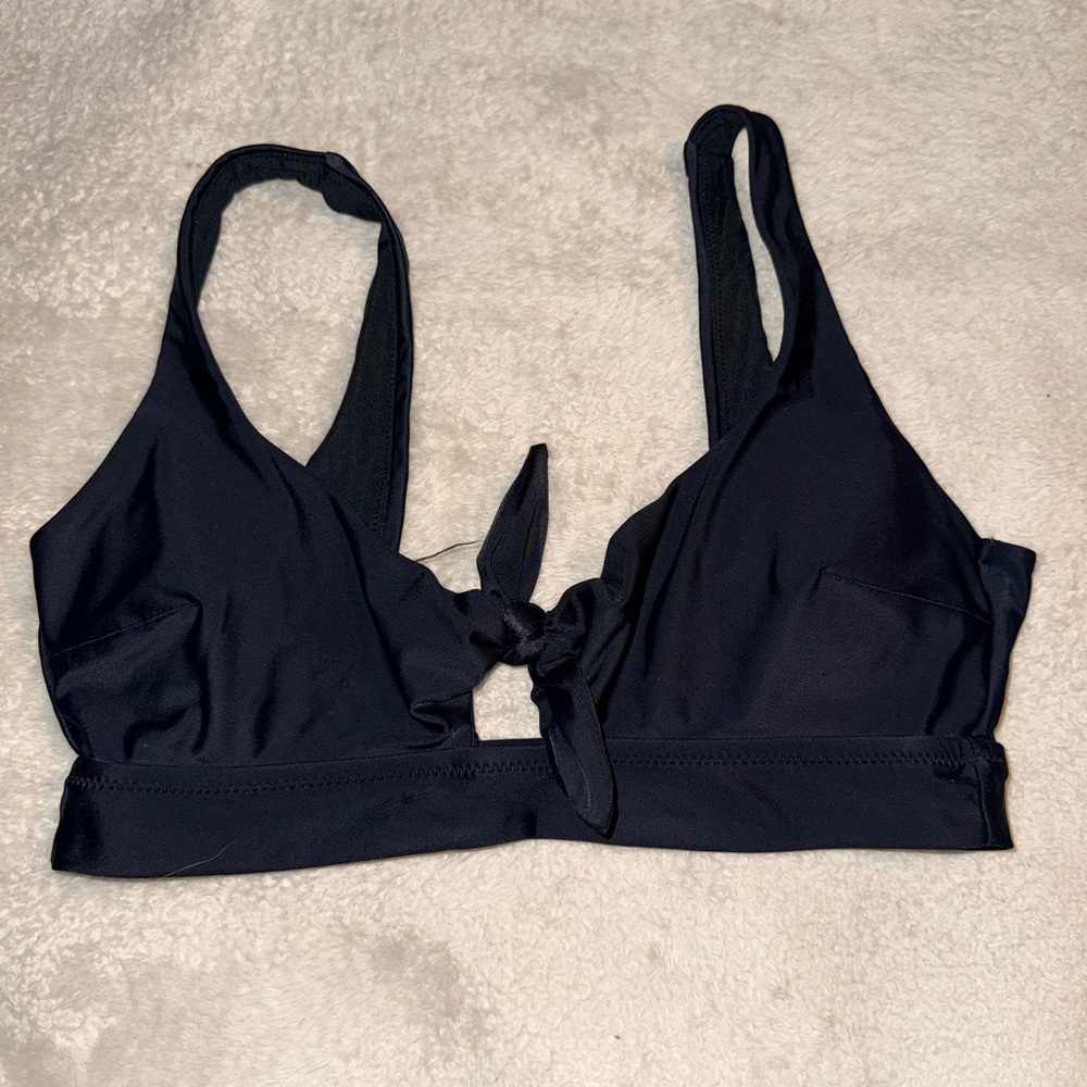 Aerie Black Tie-Front Swimsuit Top